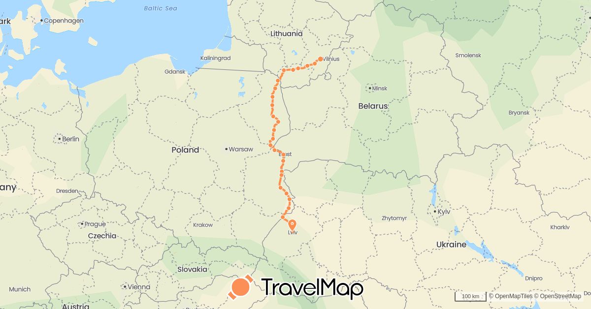 TravelMap itinerary: walking