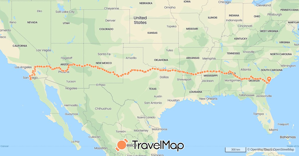 TravelMap itinerary: walking